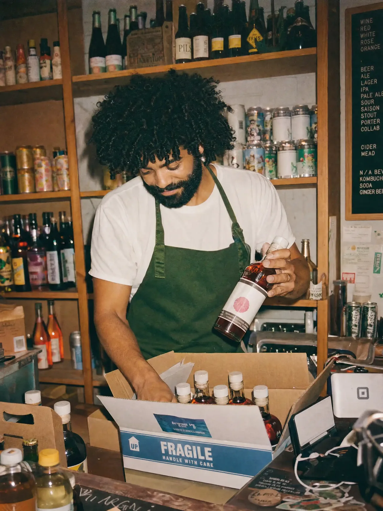 Retailer portrait in the glass treatment